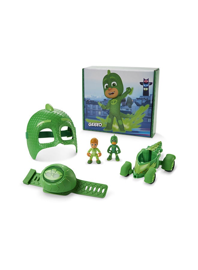 Pj Masks Gekko Power Pack Preschool Toy Set With 2 Pj Masks Action Figures Vehicle Wristband And Costume Mask For Kids Ages 3 And Up