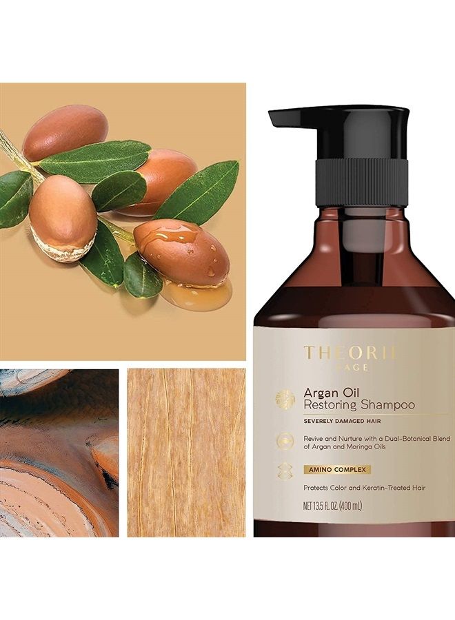 Argan Oil Restoring Shampoo - Rejuvenate & Moisturize - Sulfate Free - Suited for All Hair Types - Safe for Color & Keratin Treated Hair, Pump Bottle 800mL.
