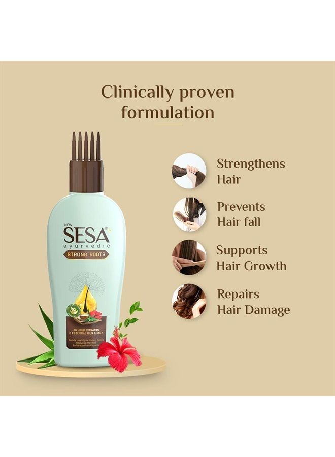 Sesa Ayurvedic Strong Roots Hair Oil for Hair Fall Control and Hair Growth Prevents Hair Fall, Supports Growth, Repairs Damage Bhringraj and 25 Rare Herbs with 6 Nourishing Oils All Hair Types 10