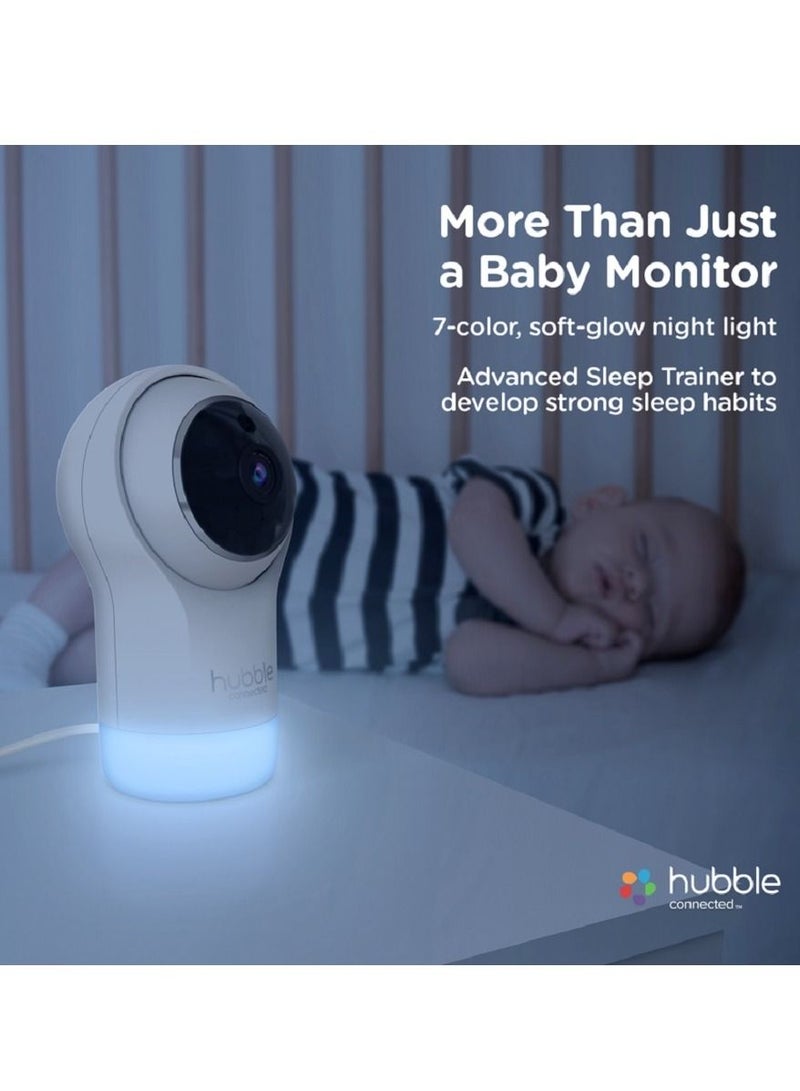 Hubble Connected Nursery Pal Glowsmart Baby Monitor For Infants, Babies With 7 - Colour Night Light, Wireless Security Video Camera For Nursery2 - Way Talk, Sleep Trainer, Infrared Night Vision - White
