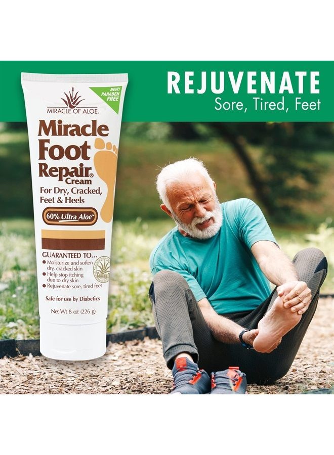 Miracle Foot Repair Cream 3-Pack 8 Ounce, Fast Relief for Dry, Cracked, Itchy Feet Heels, Moisturizes Softens, Helps Athlete's Foot, Diabetic-Safe, Restores Comfort Ingrown Toenail Solution, Stop Odor