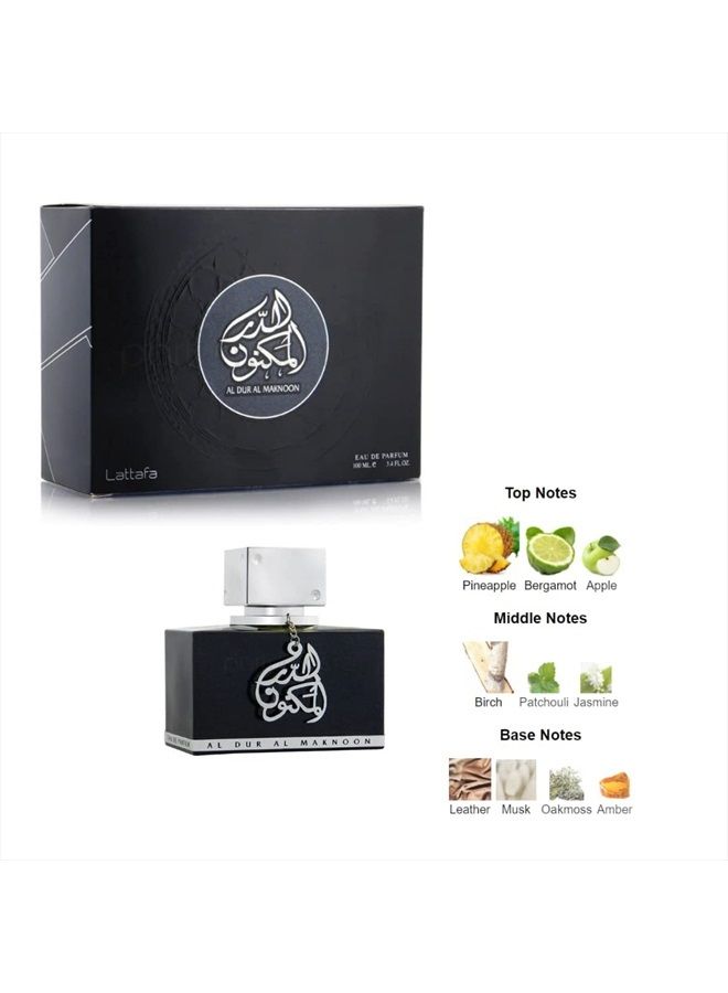 Al Dur Al Maknoon Silver 100 ml EDP by Lattafa Perfumes Spray Fruity Smoky