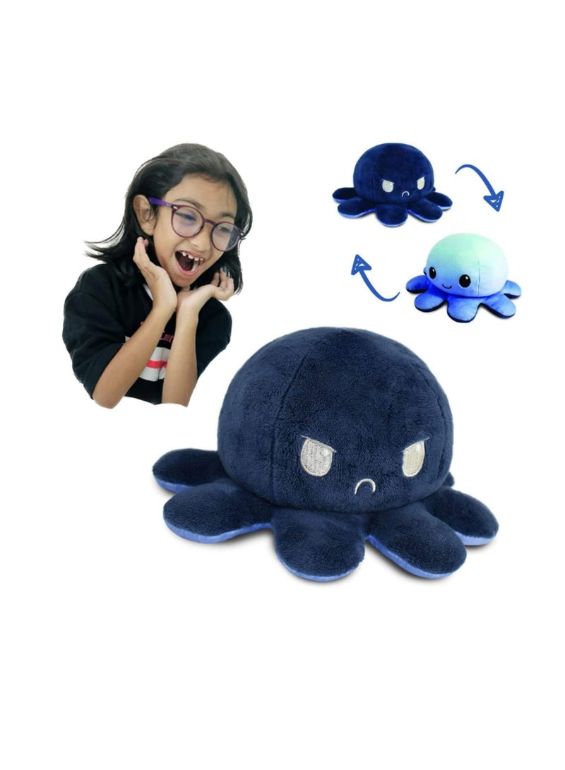 Big Size Reversible Octopus Plush Double Sided Flip Stuffed Animal Soft Toy Shows Mood Without Saying a Word A Gift For Kids Adult Or Decoration (Day/Night)
