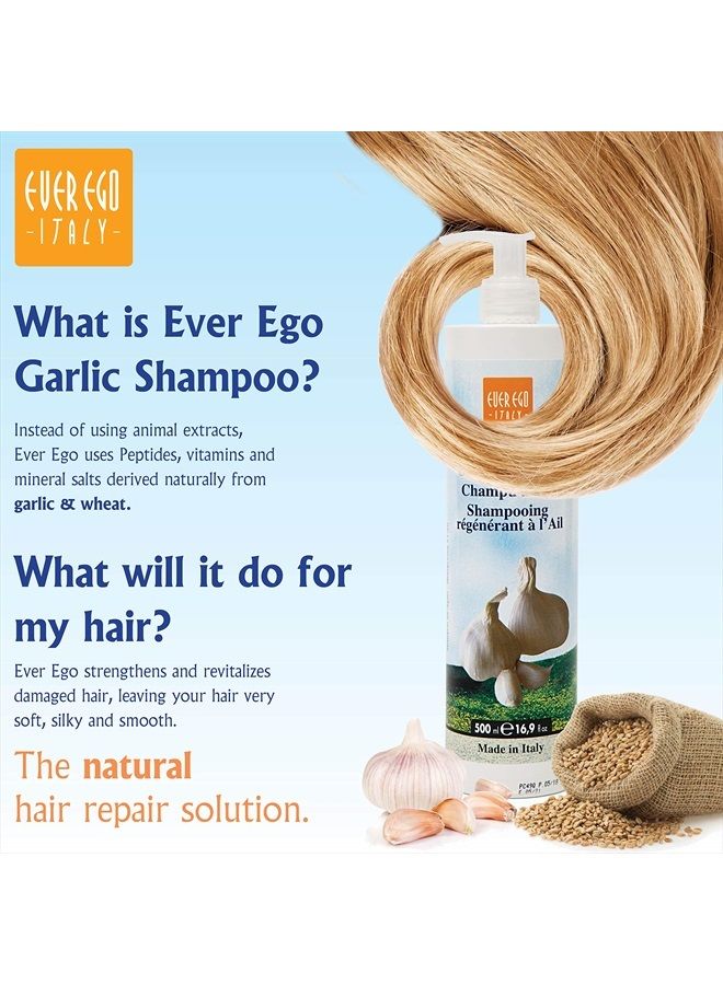 Garlic Shampoo For Damaged, Bleached or Colored Hair | Repairing And Hydrating Hair Care Product For Men And Women | 500ml Bottle