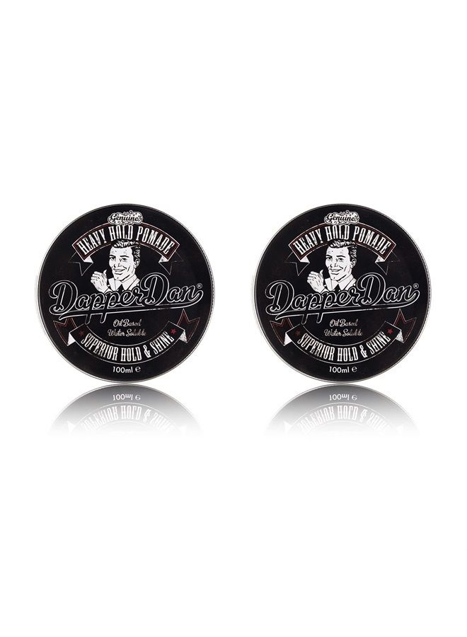 Heavy Hold Pomade for Men, Strong Hold and High Shine Mens Hair Styling Product, Oil Based, Water Soluble, Liquorice and Vanilla Scent, 2 x 100 ml