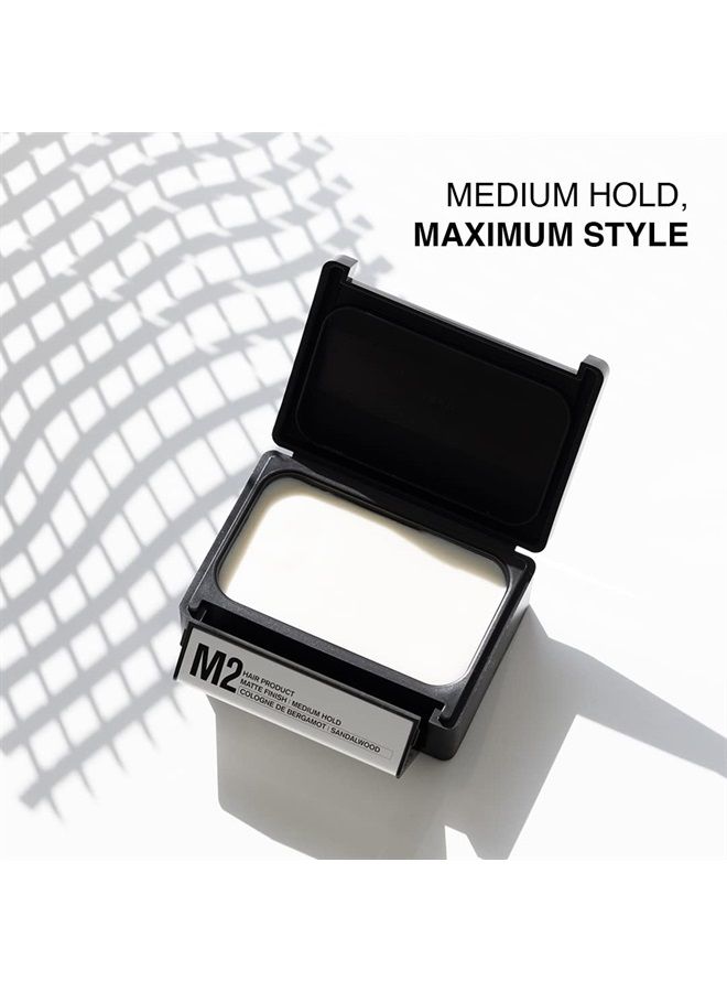 M2 Matte Pomade for Men's Hair | Medium Hold Styling Product for Natural Hair or No Product Look | Thickening Paste | For Normal to Thick Hair Control | Travel Friendly | Sulfate Free | 75g