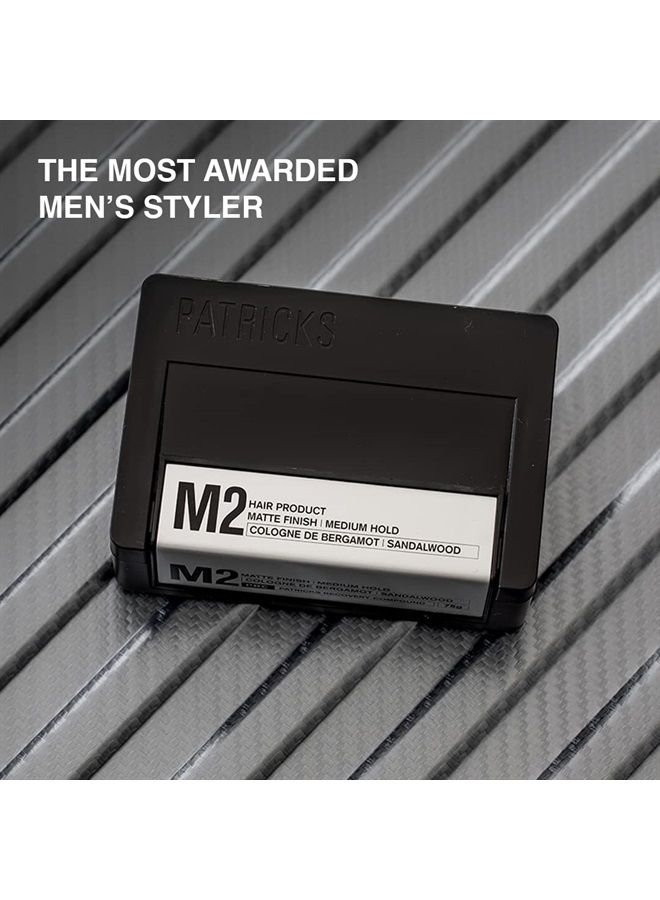 M2 Matte Pomade for Men's Hair | Medium Hold Styling Product for Natural Hair or No Product Look | Thickening Paste | For Normal to Thick Hair Control | Travel Friendly | Sulfate Free | 75g