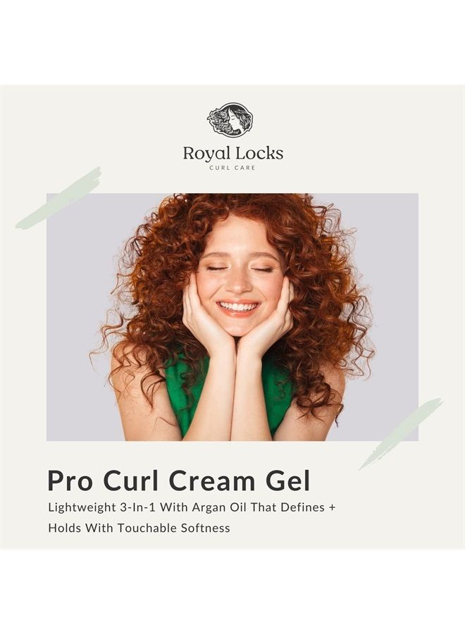 Pro Curl Cream Gel | Curly Hair Cream Gel | Lightweight Curl Defining Cream with Argan Oil, Anti-Frizz Styling Gel - For Wavy, Coily & Curly Hair-New & Improved Formula (8 fl oz)