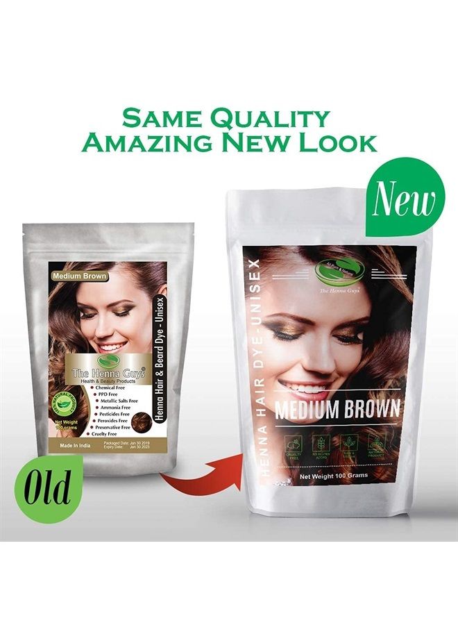 MEDIUM BROWN Henna Hair & Beard Color/Dye - 1 Pack - The Henna Guys®