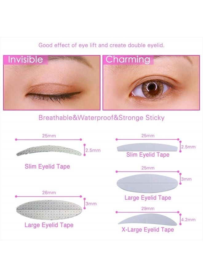 5 Packs Natural Invisible Single/Double Side Eyelid Tapes Stickers, Medical-use Fiber Eyelid Strips, Instant Lift Eye Lid Without Surgery, Perfect for Hooded, Droopy, Uneven, Mono-eyelids