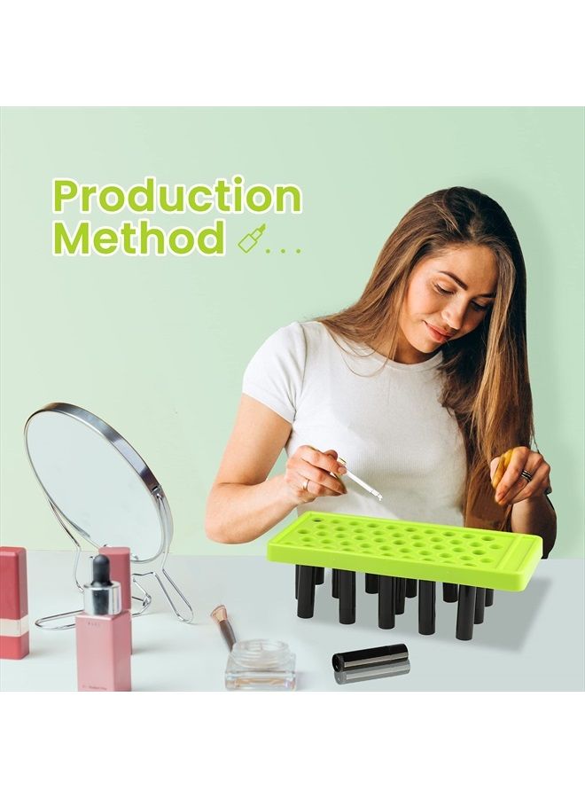 Professional Lipsticks Filling Tray Kits, Including 1 Pieces Lip Balms Filling Tray 1 Pieces Spatula and 50 Pieces Empty Lip Balm Tubes with Caps DIY Lipstick Gifts for Women Grils Business