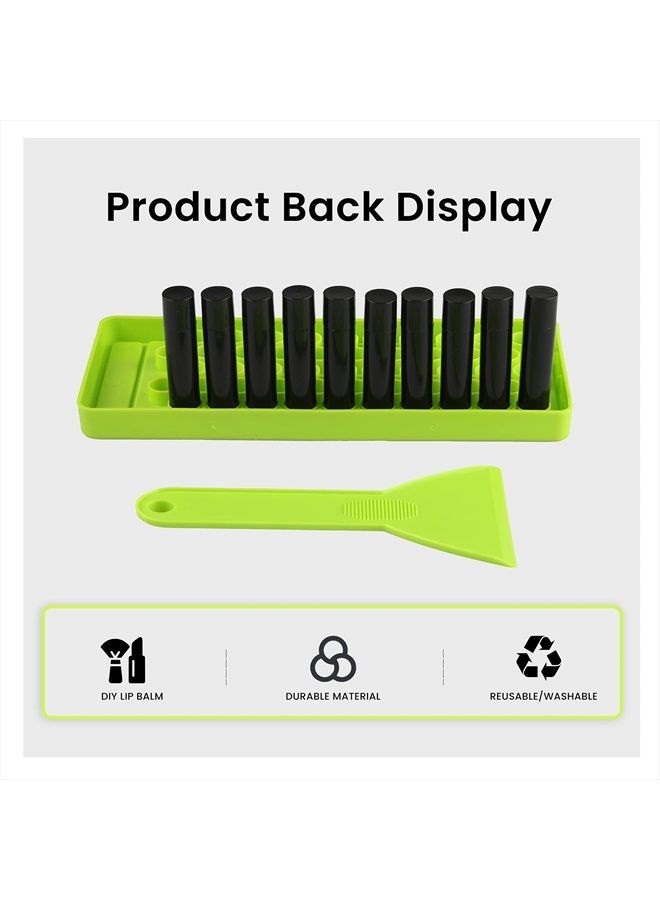 Professional Lipsticks Filling Tray Kits, Including 1 Pieces Lip Balms Filling Tray 1 Pieces Spatula and 50 Pieces Empty Lip Balm Tubes with Caps DIY Lipstick Gifts for Women Grils Business
