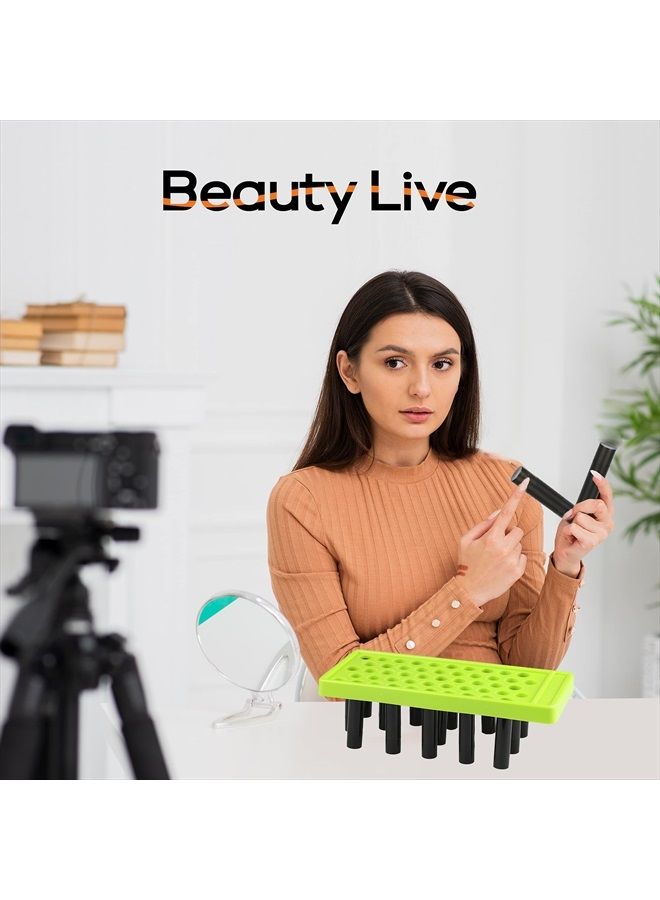 Professional Lipsticks Filling Tray Kits, Including 1 Pieces Lip Balms Filling Tray 1 Pieces Spatula and 50 Pieces Empty Lip Balm Tubes with Caps DIY Lipstick Gifts for Women Grils Business