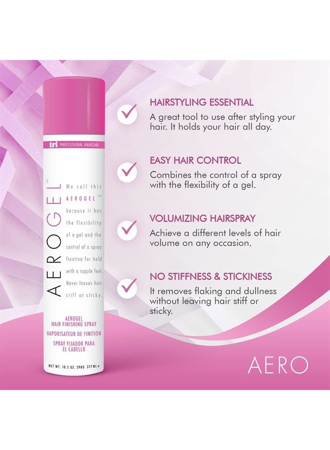 TRI Aerogel Hairspray - Non-Toxic Hair Finishing Spray for Styling, Volumizing and Holding Curly Hair with Flexible Hold - For Women and Men - Pack of 4 (10.5 oz)