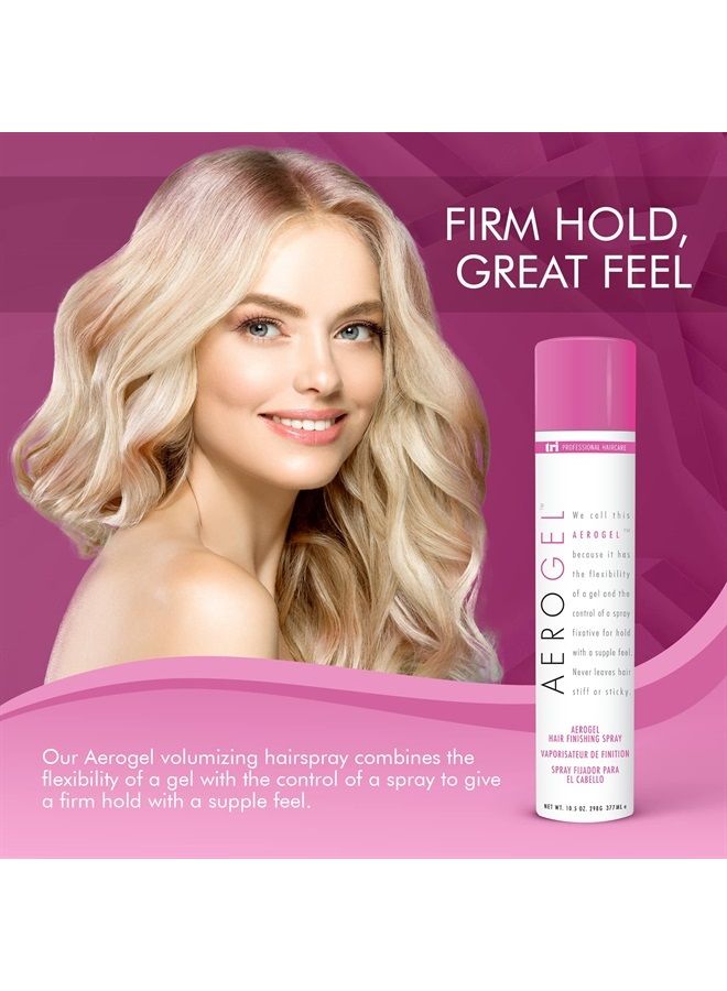 TRI Aerogel Hairspray - Non-Toxic Hair Finishing Spray for Styling, Volumizing and Holding Curly Hair with Flexible Hold - For Women and Men - Pack of 4 (10.5 oz)