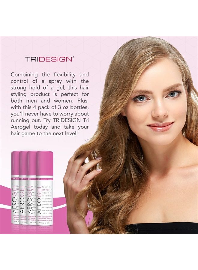 TRI Aerogel Hair Spray - Extra Hold, Free & Clear Hairspray Firm Hold for Women, Travel, Volume Fixer & Non-Sticky Hairspray Essentials, Flexible Bottle, Scented - (3oz, Pack of 4)