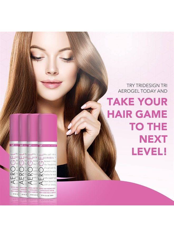 TRI Aerogel Hair Spray - Extra Hold, Free & Clear Hairspray Firm Hold for Women, Travel, Volume Fixer & Non-Sticky Hairspray Essentials, Flexible Bottle, Scented - (3oz, Pack of 4)