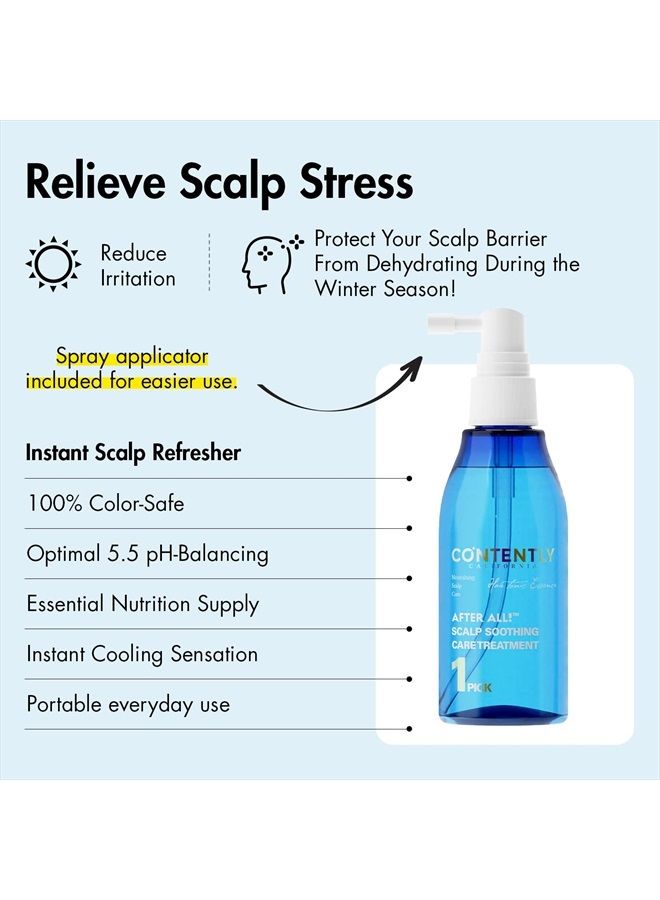 CONTENTLY AFTER ALL! Scalp Soothing Care Treatment | Daily Scalp Cooling Tonic with Probiotics & Ginger Extract For Itchy & Flaky Scalps | 4.06 fl.oz.