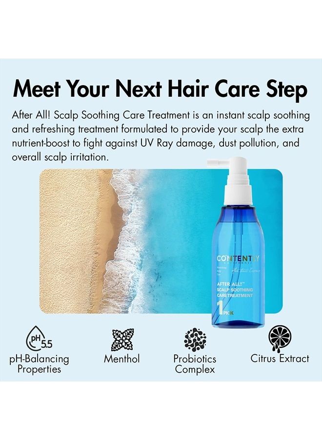CONTENTLY AFTER ALL! Scalp Soothing Care Treatment | Daily Scalp Cooling Tonic with Probiotics & Ginger Extract For Itchy & Flaky Scalps | 4.06 fl.oz.