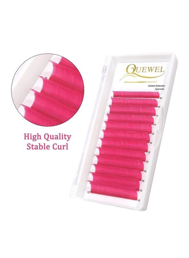 Colored Lashes Extensions .07 D Curl Easy Fan Volume Lashes Pink Volume Lash Extensions 9-16mm Mixed Lash Tray Self Fanning 2D-10D Volume Eyelash Extensions by QUEWEL (Pink 0.07 D 9-16mm)