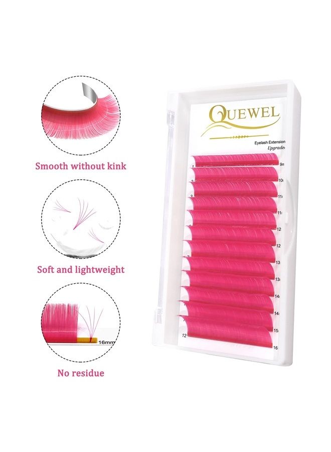 Colored Lashes Extensions .07 D Curl Easy Fan Volume Lashes Pink Volume Lash Extensions 9-16mm Mixed Lash Tray Self Fanning 2D-10D Volume Eyelash Extensions by QUEWEL (Pink 0.07 D 9-16mm)