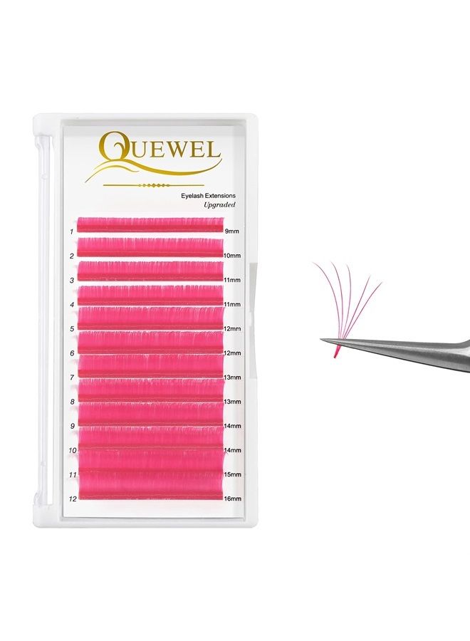 Colored Lashes Extensions .07 D Curl Easy Fan Volume Lashes Pink Volume Lash Extensions 9-16mm Mixed Lash Tray Self Fanning 2D-10D Volume Eyelash Extensions by QUEWEL (Pink 0.07 D 9-16mm)