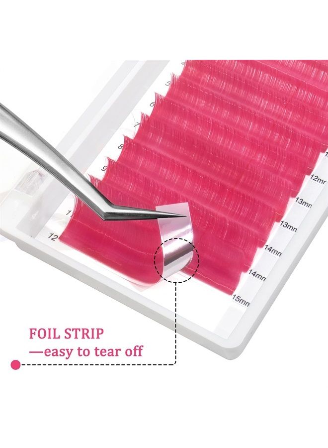 Colored Lashes Extensions .07 D Curl Easy Fan Volume Lashes Pink Volume Lash Extensions 9-16mm Mixed Lash Tray Self Fanning 2D-10D Volume Eyelash Extensions by QUEWEL (Pink 0.07 D 9-16mm)
