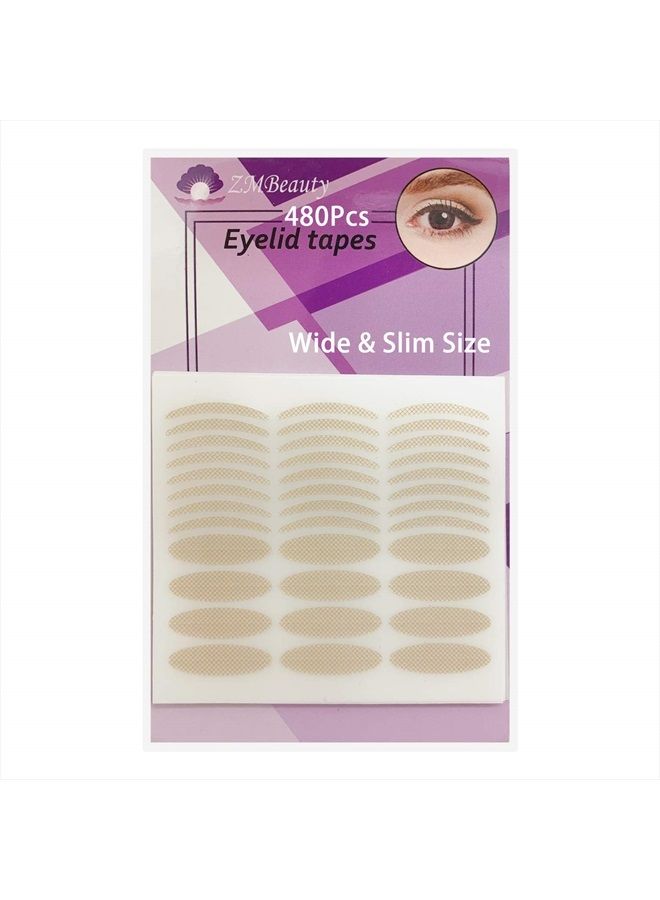 480Pcs Self-Adhesive Single-Sided Eyelid Tapes Double Eyelid Stickers Big Eye Tools, Eyelid Lift Strips for Hooded Droopy Uneven Mono-eyelids, Small and Large size