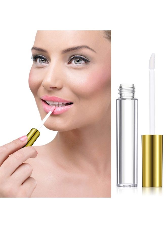 40 Pieces Empty Lip Gloss Tubes Containers Clear Lip Balm Bottle with Rubber Stopper and 2 Pieces Funnels for Women Girls DIY Makeup Lip Samples (Gold,10 ml) (10 ml, Gold)