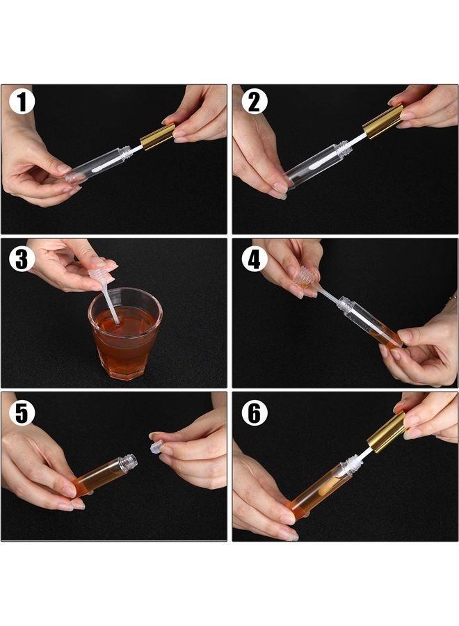 40 Pieces Empty Lip Gloss Tubes Containers Clear Lip Balm Bottle with Rubber Stopper and 2 Pieces Funnels for Women Girls DIY Makeup Lip Samples (Gold,10 ml) (10 ml, Gold)