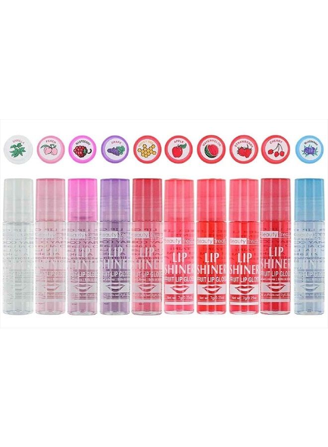 Lip Shiner Roll-On Fruit Lip Gloss by Beauty Treats; 6 Piece Assortment Set, 0.25oz / 7g each