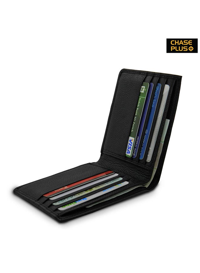 Genuine Leather Men’s Wallet Grainy Black