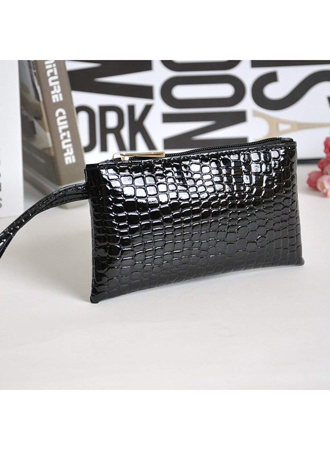 Crocodile Pattern Clutch Black