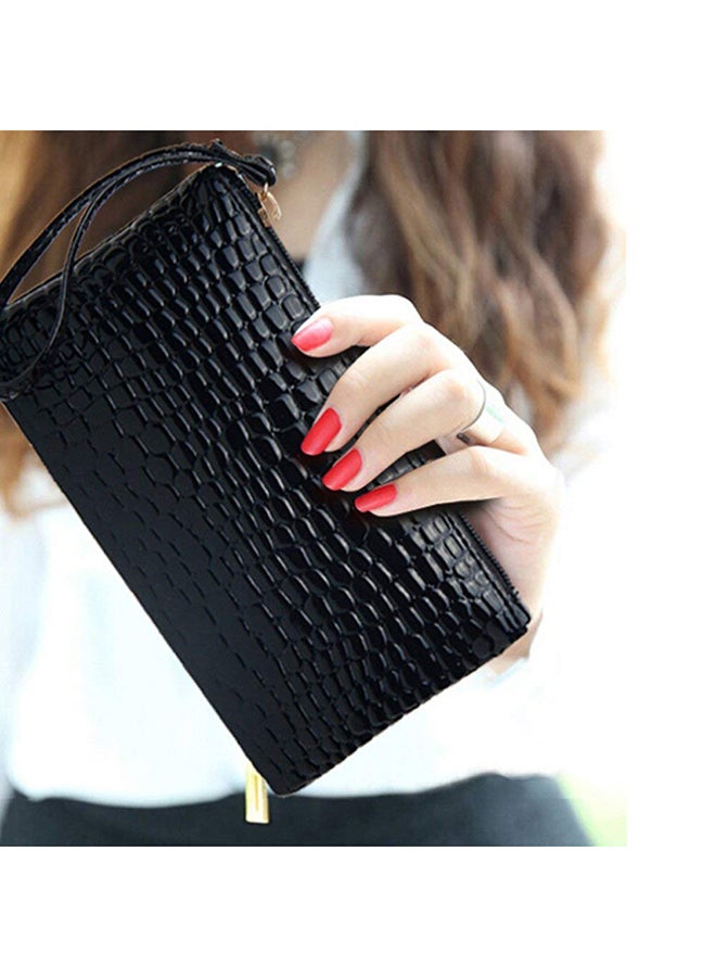 Crocodile Pattern Clutch Black