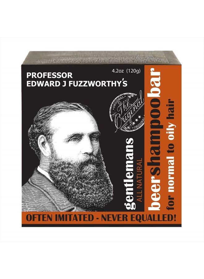 Professor Fuzzworthy's Gentlemans Beer Hair Shampoo Bar for Normal, Dry, Oily Hair | SCENTED with All Natural Oils From Tasmania Australia - 4.2 oz