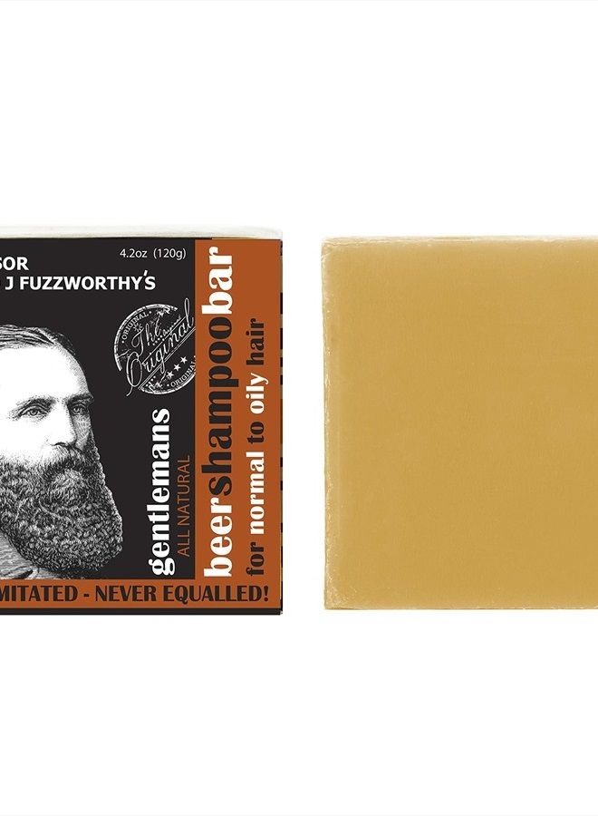 Professor Fuzzworthy's Gentlemans Beer Hair Shampoo Bar for Normal, Dry, Oily Hair | SCENTED with All Natural Oils From Tasmania Australia - 4.2 oz