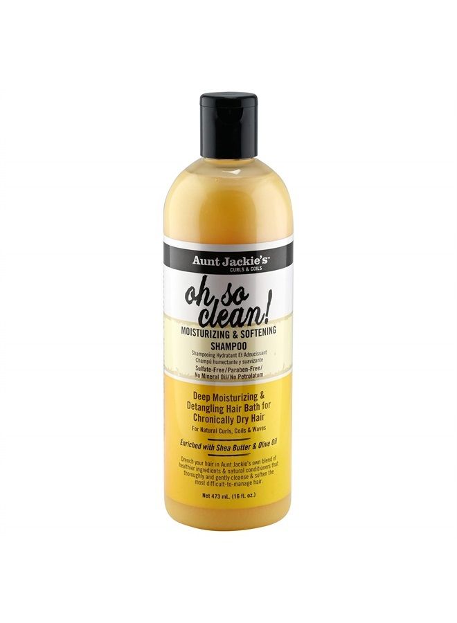 Curls and Coils Oh So Clean Deep Moisturizing and Softening Hair Shampoo for Natural Curls, Coils and Waves, Enriched shea Butter, 16 oz