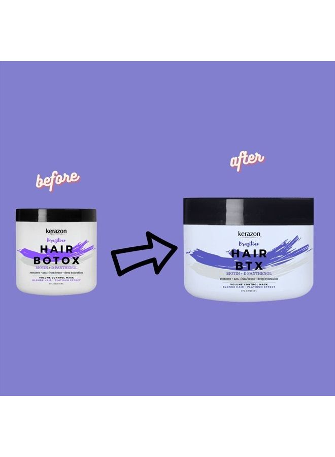 Blonde Brazilian Hair Botox Treatment Purple Mask Platinum Effect & Silver Hair Providing Smoothing, Deep Hydration, Anti-Brass, Shine, Softness, Volume & Frizz Control. Packaging may vary.