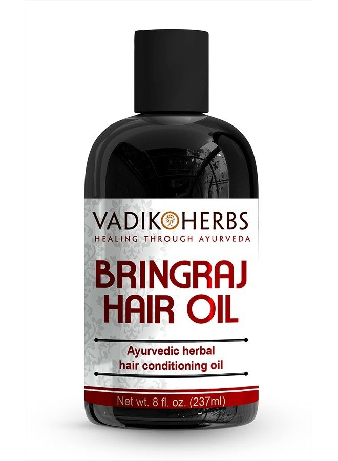 Bringraj (Bhringraj) Hair Oil (8 oz) by Vadik Herbs | Herbal hair growth oil and hair conditioning oil with Rosemary Oil | Great for hair loss, balding, thinning of hair, for beard growth, herbal scal