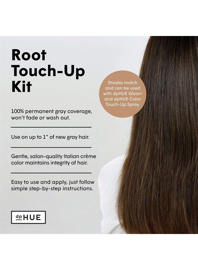 Root Touch-up Kit - Medium Brown, 2 Applications - Permanent Grey Hair Touch Up & Root Cover Up Solution - Low Ammonia, Salon-Quality Creme Hair Color Made in Italy
