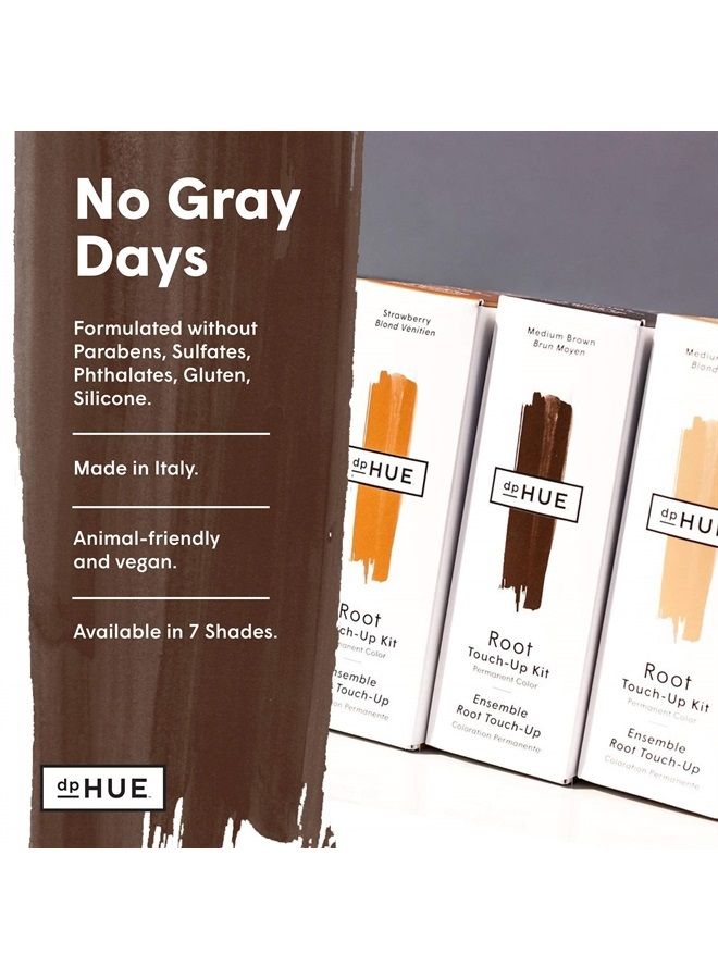 Root Touch-up Kit - Medium Brown, 2 Applications - Permanent Grey Hair Touch Up & Root Cover Up Solution - Low Ammonia, Salon-Quality Creme Hair Color Made in Italy