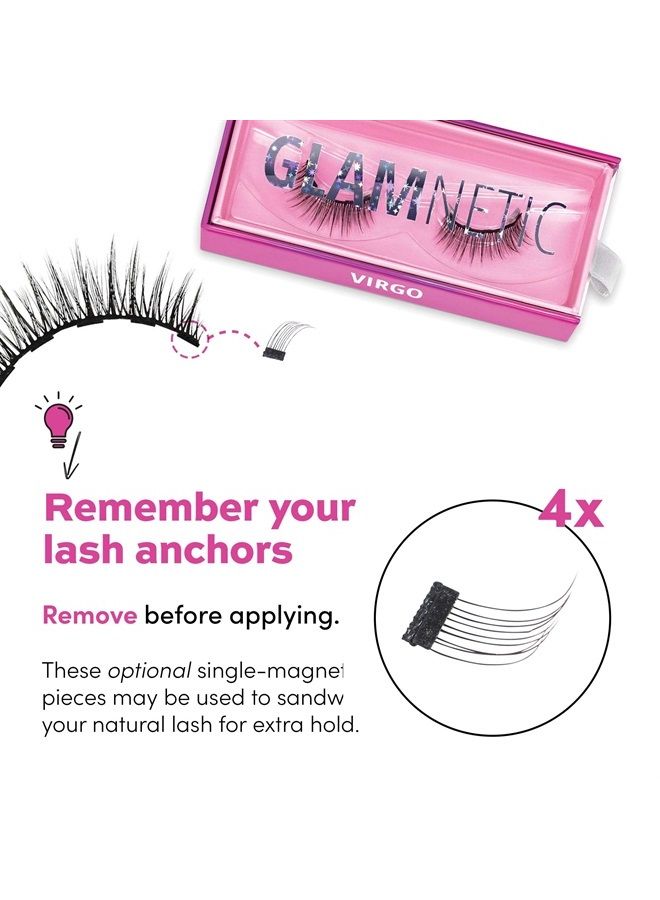Magnetic Eyelashes - Virgo | Short Magnetic Lashes, 60 Wears Reusable Faux Mink Lashes Natural Look - 1 Pair