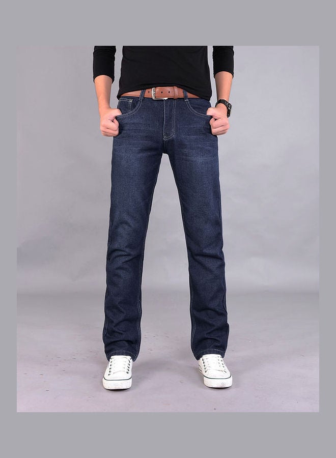 Mid-Rise Straight Jeans Blue