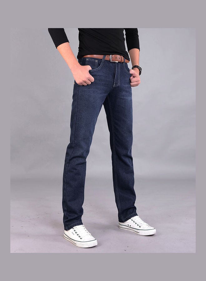 Mid-Rise Straight Jeans Blue