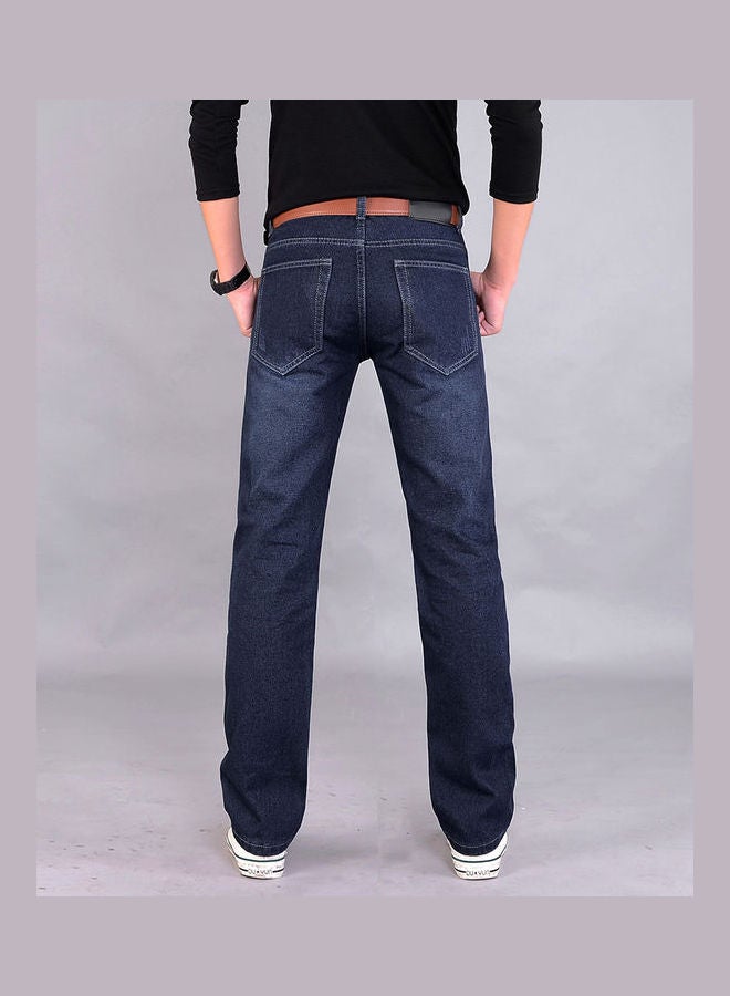 Mid-Rise Straight Jeans Blue