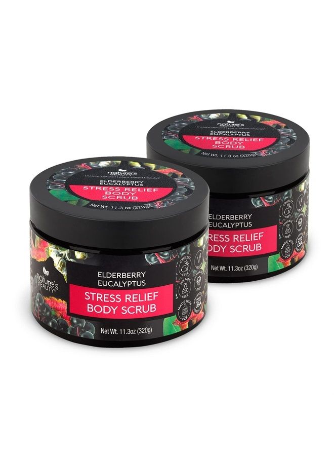 Elderberry Eucalyptus Stress Relief Body Scrub Multi-Pack - Gently Exfoliate, Relax & Calm Dry Skin, Made w/ Shea Butter, Avocado Oil and Sweet Almond Oil, 11.3 oz (2 Pack)