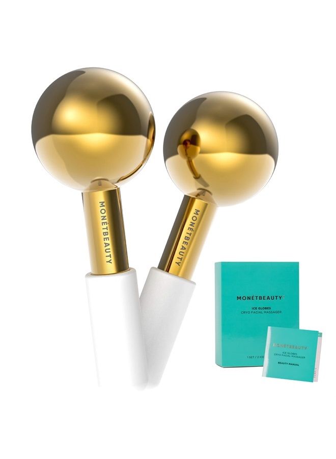 Stainless Steel Ice Globes for Facials (Gold), Durable Cryo Globes Instantly Reduce Puffiness, Tighten Pores and Sinus Relief, Face Globes for Facial Massages and Daily Beauty Routines