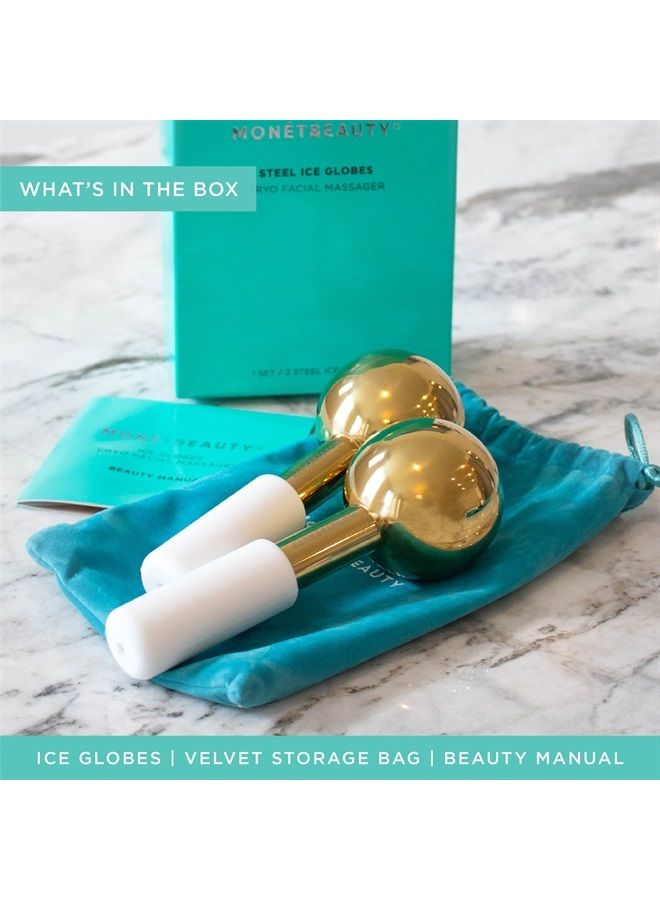 Stainless Steel Ice Globes for Facials (Gold), Durable Cryo Globes Instantly Reduce Puffiness, Tighten Pores and Sinus Relief, Face Globes for Facial Massages and Daily Beauty Routines