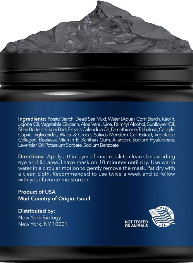 New York Biology Dead Sea Mud Mask for Face and Body with Stem Cell and Collagen - Spa Quality Pore Reducer for Acne, Blackheads and Oily Skin, Natural Skincare for Women, Men - Tightens Skin - 4 oz