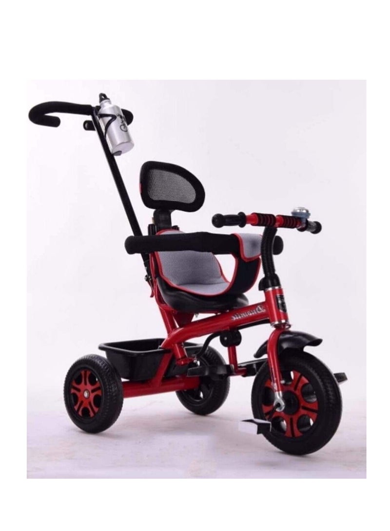 Kids Tricycle For 1 To 6 Years Old Baby Trike Kid's Ride On Tricycle With Push Bar 3 Wheels Bike For Boys and Girls  Red Color